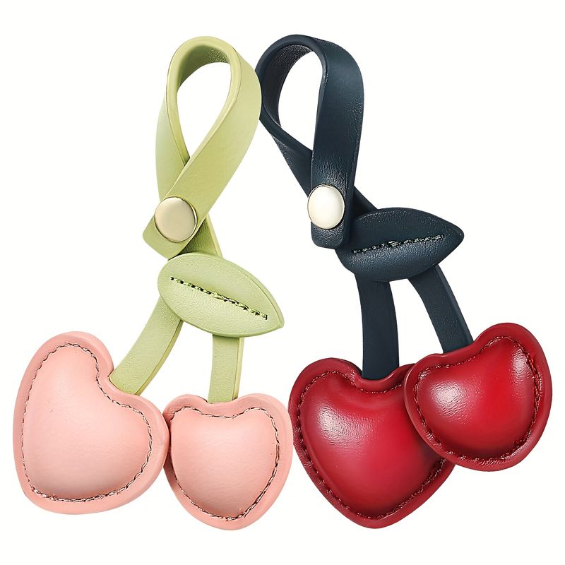 2 Kirschtaschenanhänger, Süßer Kirschen Schlüsselanhänger Anhänger PU Kirschfarbe Portemonnaie Anhänger Kawaii Obst Kirsche Anhänger Portemonnaie Handtasche Accessoires_voghion.com