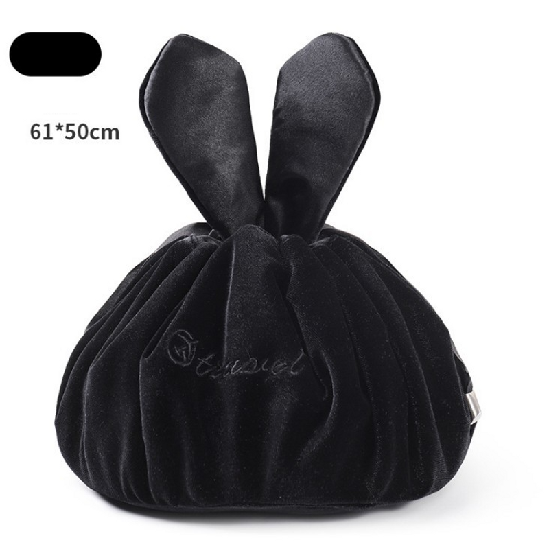 Bolsos de mujer: Conoce la bolsa de maquillaje Lazy, de terciopelo, con orejas de conejo, para guardar cosméticos, bolsa de viaje portátil con cordón._voghion.com