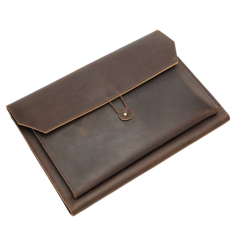 Men's Handbag Genuine Leather Retro Laptop Bag Protective Case For Men, Crazy Horse Leather High-end Clutch Bag, Computer Storage Bag For Men_voghion.com