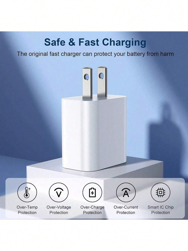 20W PD Fast Charger Set, USB C Wall Charger With USB-C To USB-C 3.3ft Fast Charging Cable Compatible With IPhone，Samsung_voghion.com