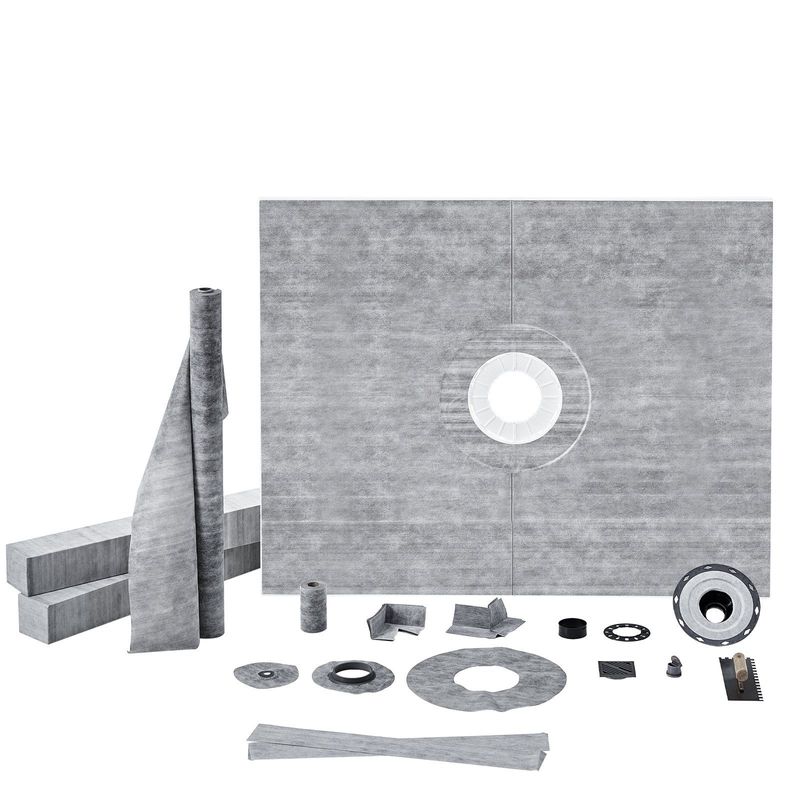 VEVOR Shower Curb Kit, 60"x48" Shower Pan Kit With 2" PVC Central Flange, Waterproof Membrane, Stainless Steel Grate And Joint Sealant, Shower Pan Slope Sticks Fit For Bathroom_voghion.com