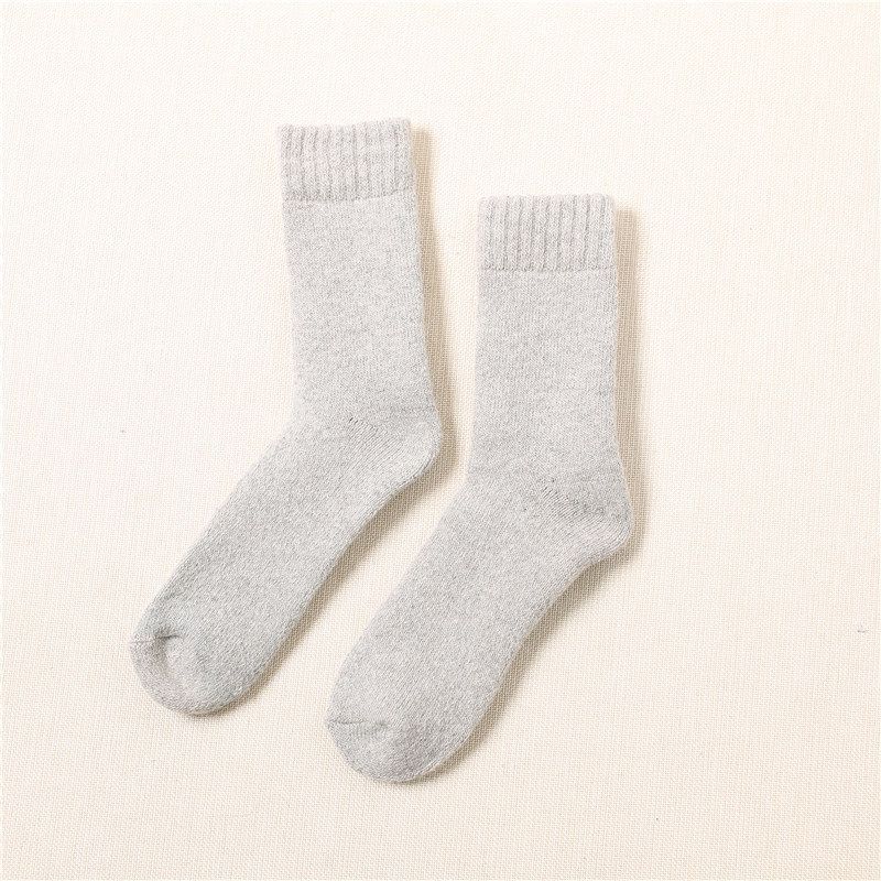 Winter wool socks men's wool circle thick socks women's midtube winter extra thick warm towel bottom stockings_voghion.com
