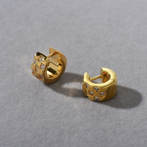 Orecchini a clip da donna in stile hip hop, in metallo di alta qualità, placcati in ottone con zirconi intarsiati in oro vero, orecchini di lusso con luce di nicchia_voghion.com