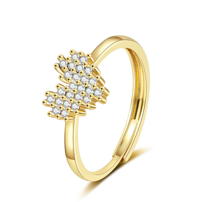 Rainbow Zircon Ring Women's Simple Fashion Design Heart-shaped Index Finger Ring Jewelry_voghion.com