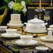 Bone Dinnerware Set – Luxury Handcrafted Round Bowls & Plates With Gold Trim (Microwave Safe Gift Box For Holidays & Weddings)_voghion.com