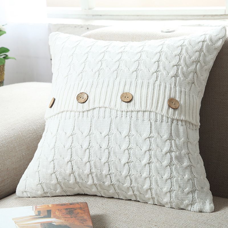 Federa per cuscino in filato spesso lavorato a maglia nordico, semplice cuscino lombare per divano da soggiorno in cotone e lino, senza fodera per cuscino centrale_voghion.com
