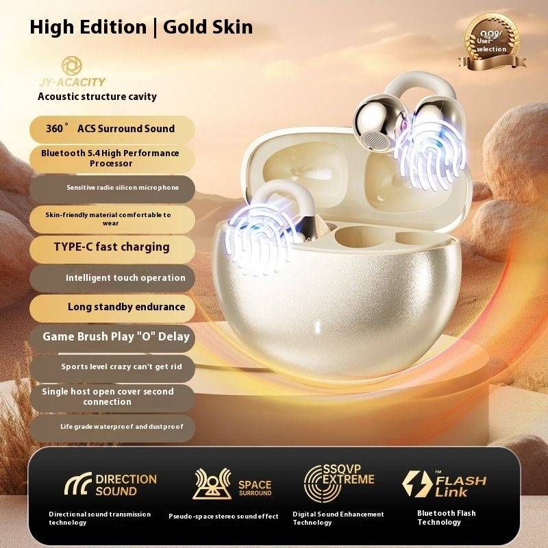 Novo fone de ouvido Bluetooth Air Bone Conduction sem clipe de orelha, bateria de longa duração, esportivo, alta qualidade de som, redução de ruído dedicada_voghion.com