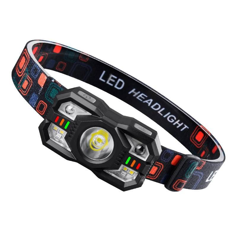 Strong Light Sensor Headlight Fluorescent Color USB Charging Outdoor Night Running LED Lighting Headlight_voghion.com