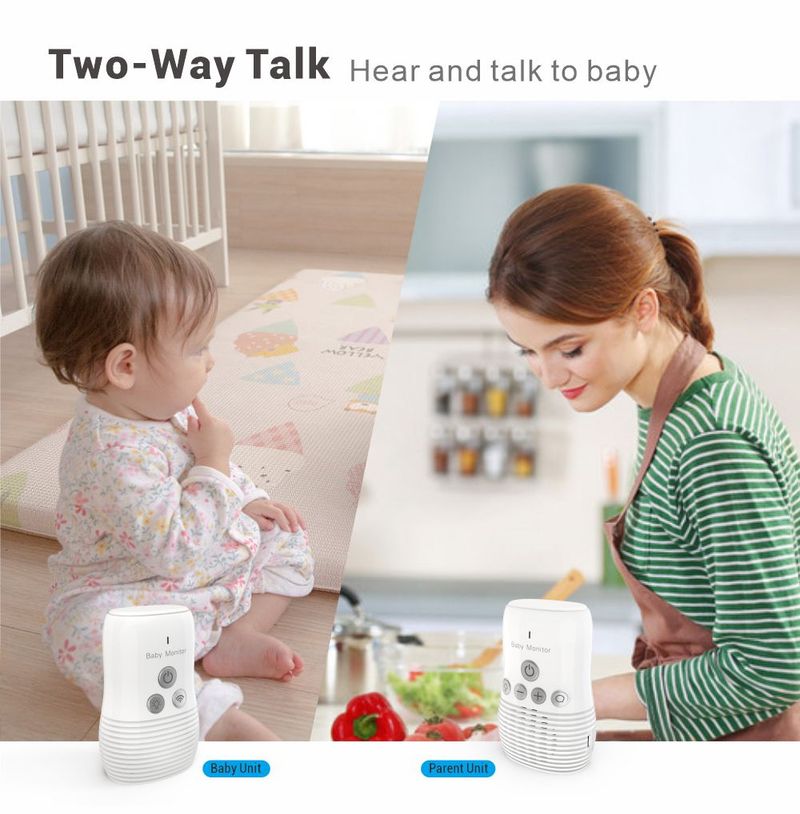 Baby Monitor Wireless Audio Two-way Talk Back Baby Monitor, Intercom Sound Alert For Infant With Night Light , EU Plug_voghion.com