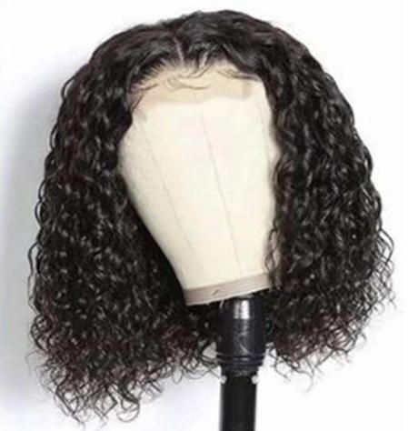 Deep Wave 4x4 Lace Closure Short Bob 100% Human Hair Jerry Curly Transparent Lace Wig_voghion.com