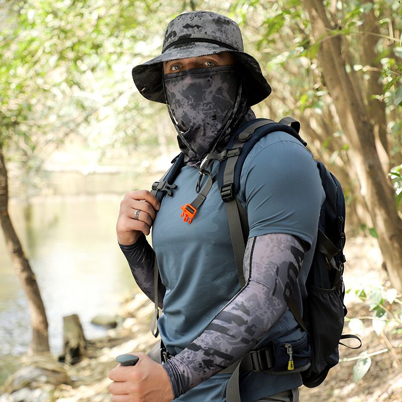 Mountain & Fishing Hat With Face Cover - UPF 50+ Sun Protection For Men, Adjustable Neck Gaiter & Cooling Arm Sleeves Set_voghion.com