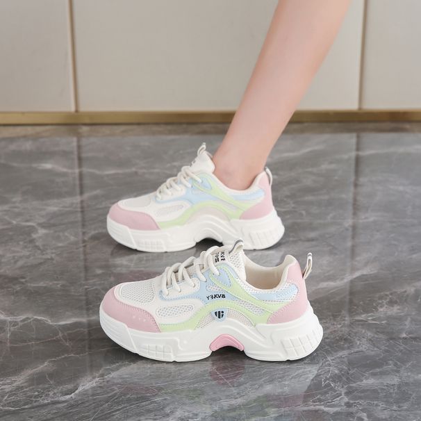 Version coréenne des nouvelles chaussures de sport décontractées à plateforme pour femmes papa, automne 2024_voghion.com