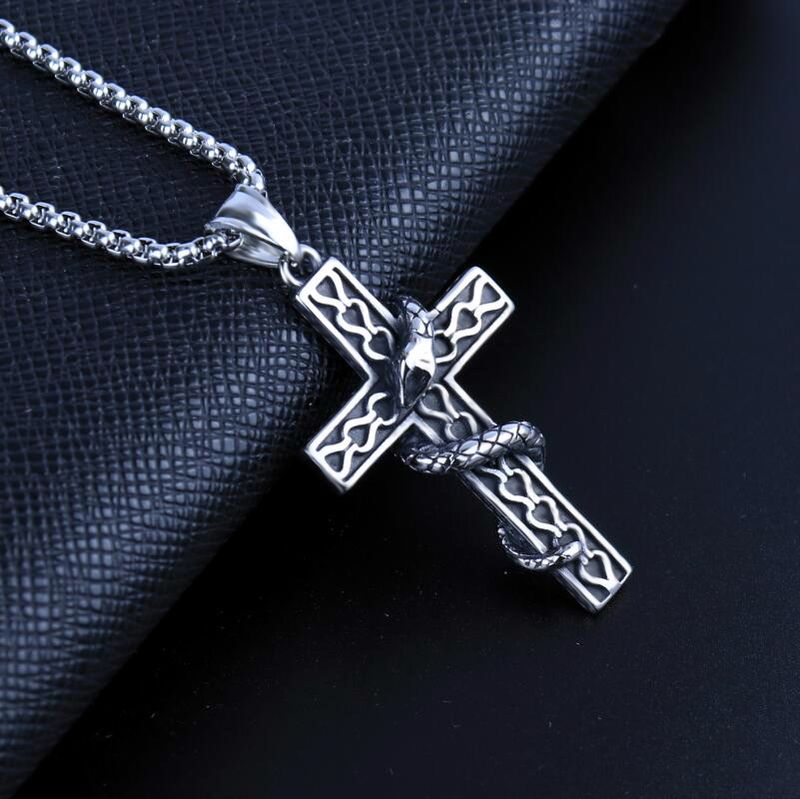 Gothic Punk Kreuz Anhänger Halskette Edelstahl Mode Biker Männer Kreuz Amulett Halskette Schmuck Gothic Schmuck Geschenk_voghion.com