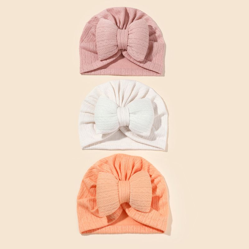 3 stk/sæt Dejlig sløjfe strikket babyhue Sød ensfarvet baby piger drenge hat Turban Blød spædbørns kasket pude Beanies Head wraps_voghion.com