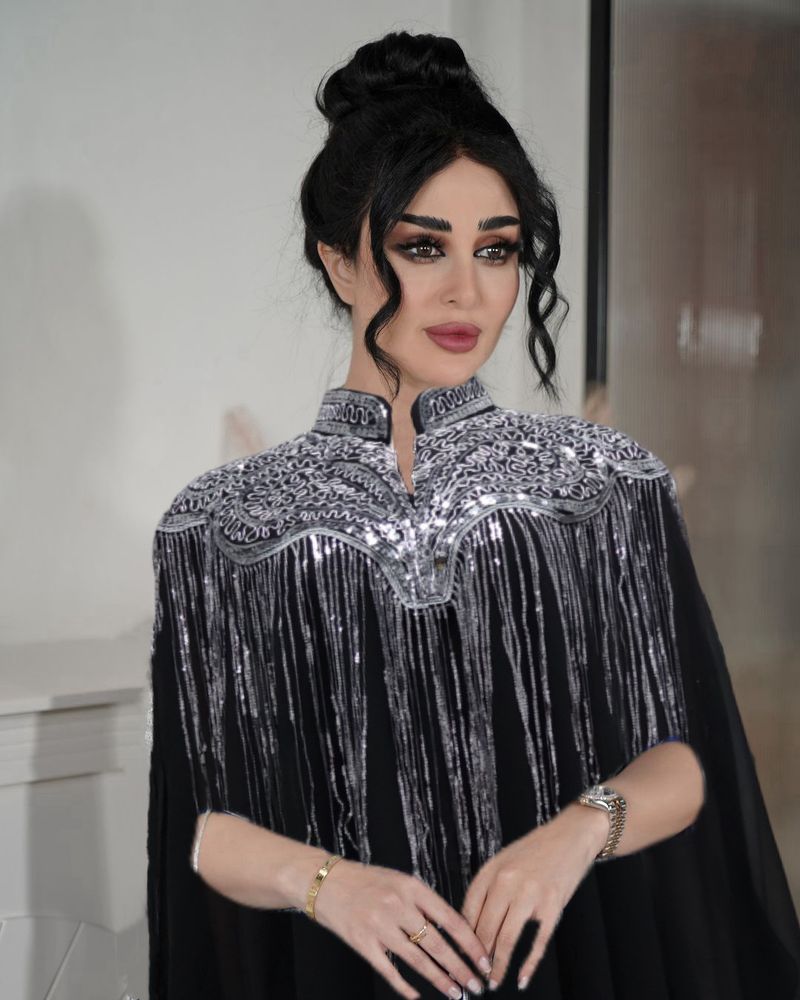 2024 Saudi Middle East Muslim sequins tassel heavy two piece suit dress robe national costume for women_voghion.com