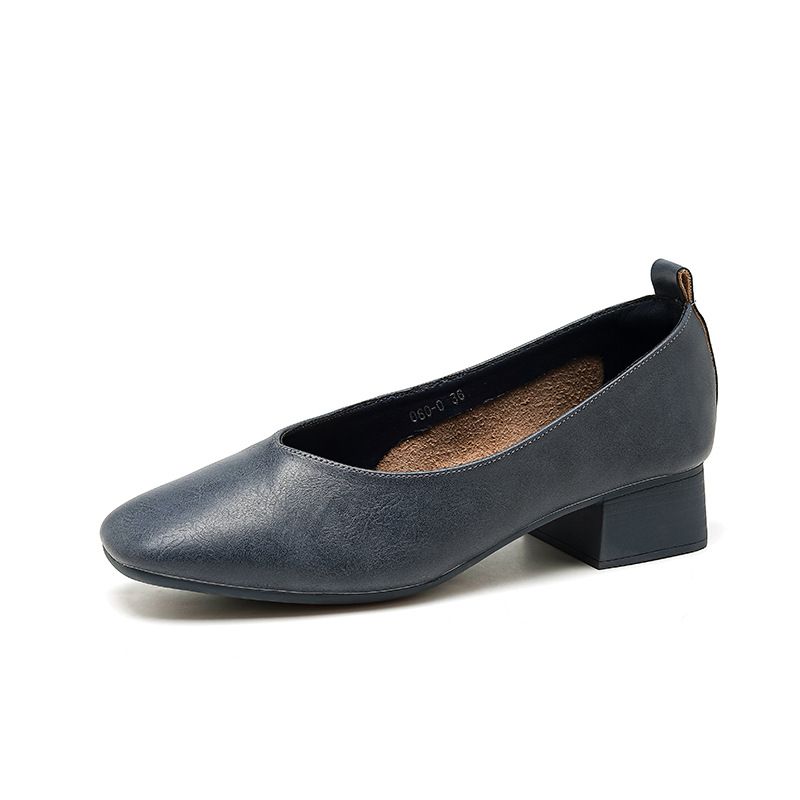 Novi podplat in udobni profesionalni vsestranski mehki usnjeni ženski čevlji s kvadratno glavo in ravnim dnom za babice_voghion.com