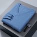 1 2023 Autumn Winter New Mink Men's V-Neck Loose Solid Color Pullover Wool Base Knitwear Cashmere Sweater_voghion.com
