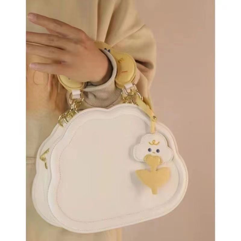 Bolsa de nuvem creme fofa feminina 2024, bolsa versátil de verão, design exclusivo, bolsa tiracolo de um ombro_voghion.com
