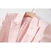 Women's Clothing Internet celebrity style pink feather splicing suit two piece suit temperament dress pants suit cross border_voghion.com