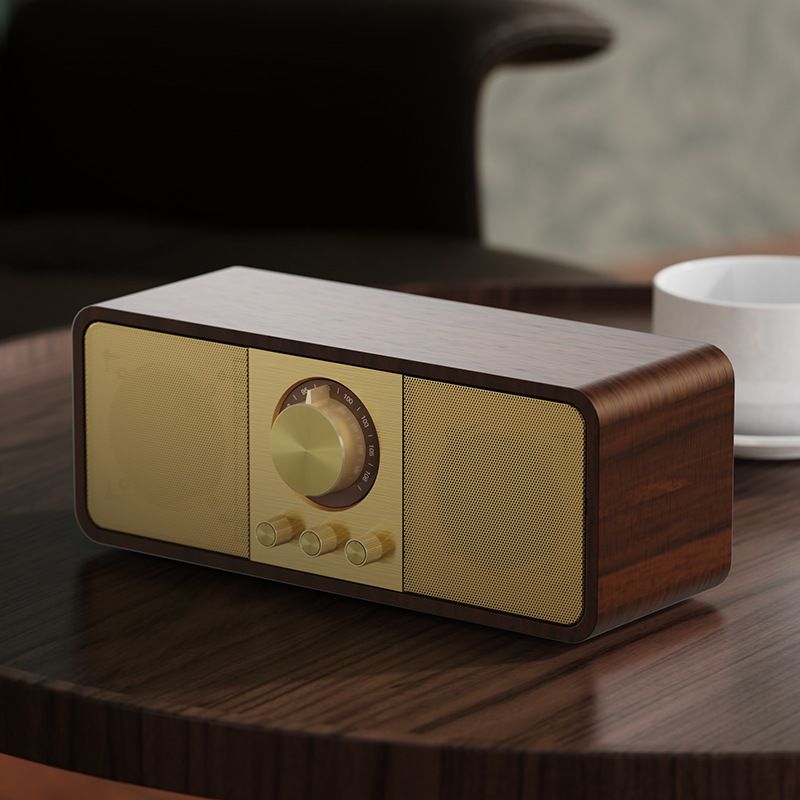JY82 Bluetooth desktop dual FM radio wireless card insertion wooden speaker_voghion.com