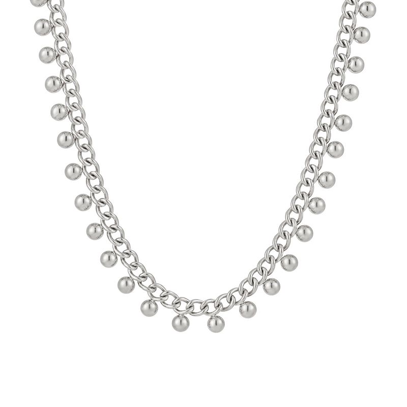 Collana con perline rotonde in acciaio inossidabile semplice e stagionale per donna, design unico e alla moda, catena per clavicola_voghion.com