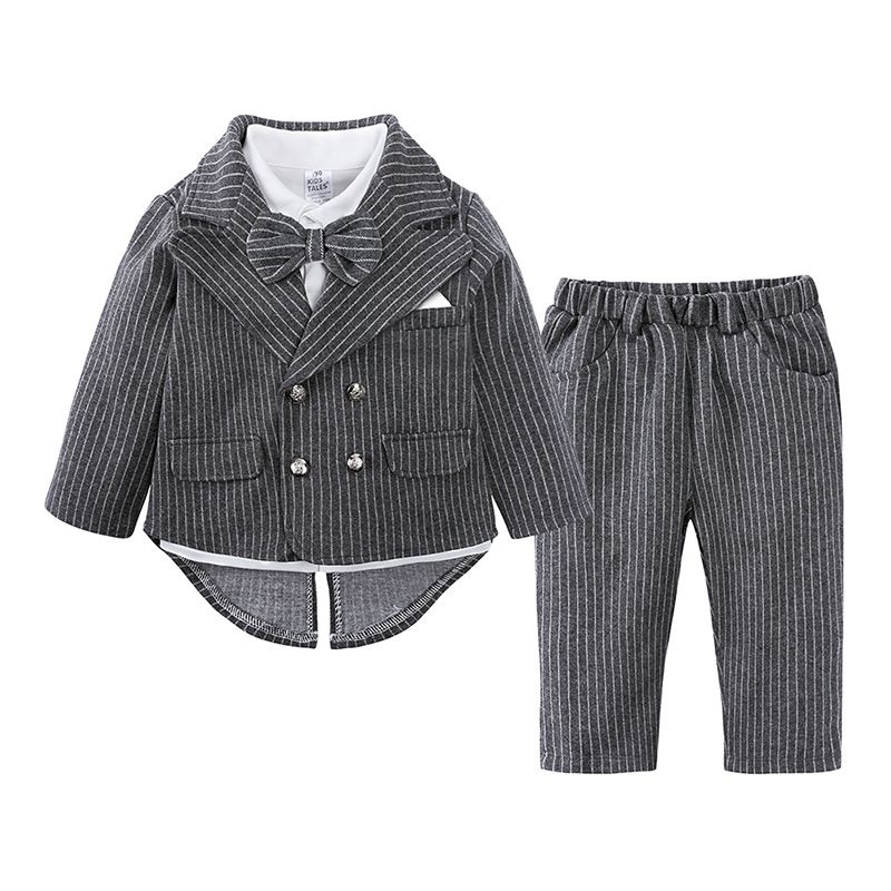 Boy Baby Gentleman Suit Spring And Autumn Children's Long-sleeved Shirt Coat Trousers Three Pieces_voghion.com