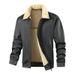 European Size Youth Turn-Down Collar Lamb Wool Suit Cardigan Jacket Graphene Men's Fleece-Lined Thickened Winter_voghion.com