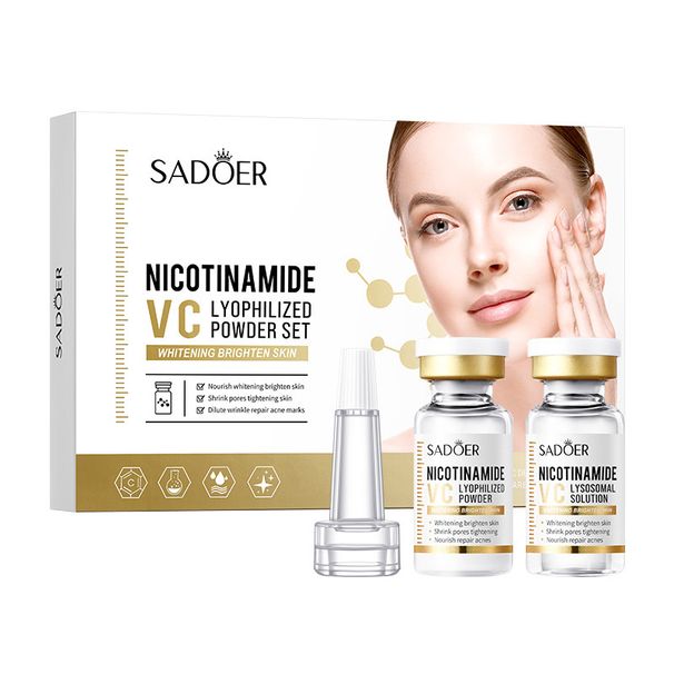 Coffret complet de poudre lyophilisée anglaise SADOER Niacinamide Vitamine C Réparatrice Minimisant les Pores_voghion.com