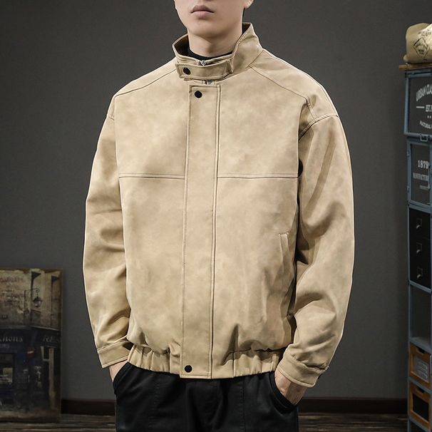 Nuovo giubbotto in pelle in stile retrò autunnale per uomo, giacca casual in pelle PU per motociclista e ciclista, comoda e alla moda_voghion.com