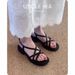 【】 Echte Ledersandalen für Damen, Braun, 2025 Neuer Sommerstil, Perfekt zu Kleidern, Bequeme französische Römerschuhe_voghion.com