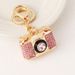 Moda Kamera Şeklinde Metal Çanta Küçük Hediye Elmas İşlemeli Kolye Anahtarlık_voghion.com