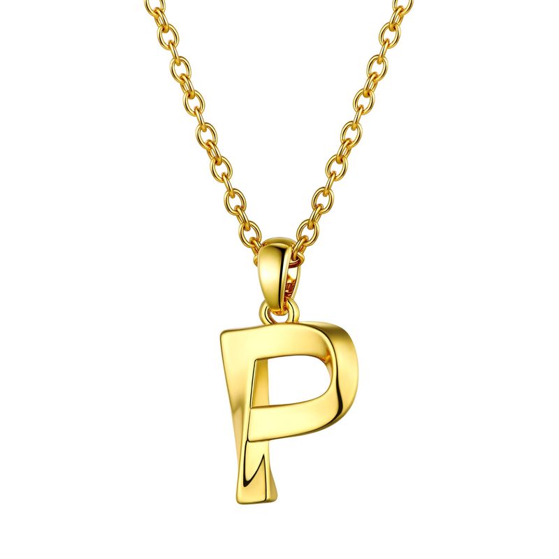 Laatikui Collana iniziale in oro Elegante collana con ciondolo a forma di lettera P in 3D con monogramma per donna e uomo_voghion.com