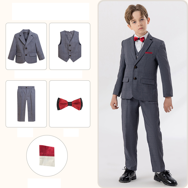 Mutter & Kinder 2024 neue Kinderanzüge Herbst und Winter neue karierte Anzüge im britischen Stil für Jungen mit Klavier- und Chorauftritten_voghion.com