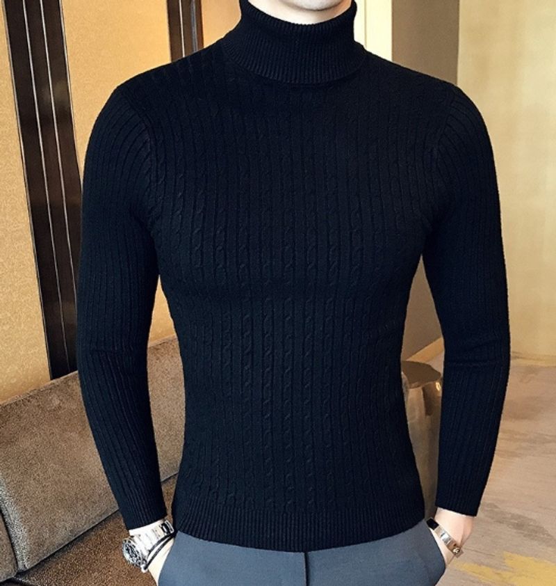 Erkek Giyim [TwistKnit] Erkek Balıkçı Yaka Kazak - 5 Renkli Düz Koleksiyon | Moda Temel Katmanı_voghion.com