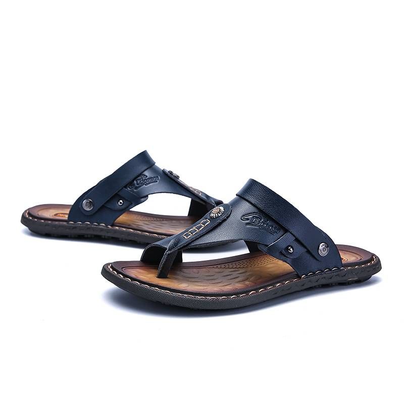Mens Sandals Indoor And Outdoor Beach Flip Flop Casual Thong Leather Slip On Two Uses Athletic Slipper Soft_voghion.com