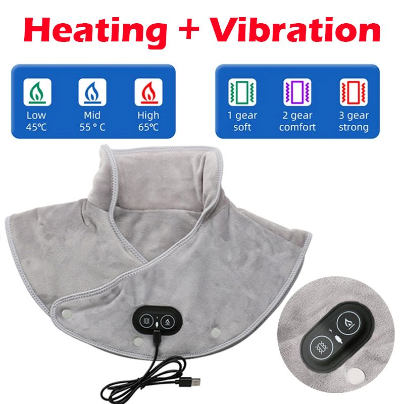 Masseur de dos chauffant électrique à vibrations, châle chauffant, compresse chaude à 3 niveaux, température constante, appareil pour la colonne cervicale, hiver_voghion.com