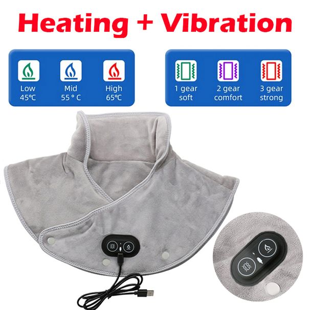 Masseur de dos chauffant électrique à vibrations, châle chauffant, compresse chaude à 3 niveaux, température constante, appareil pour la colonne cervicale, hiver_voghion.com