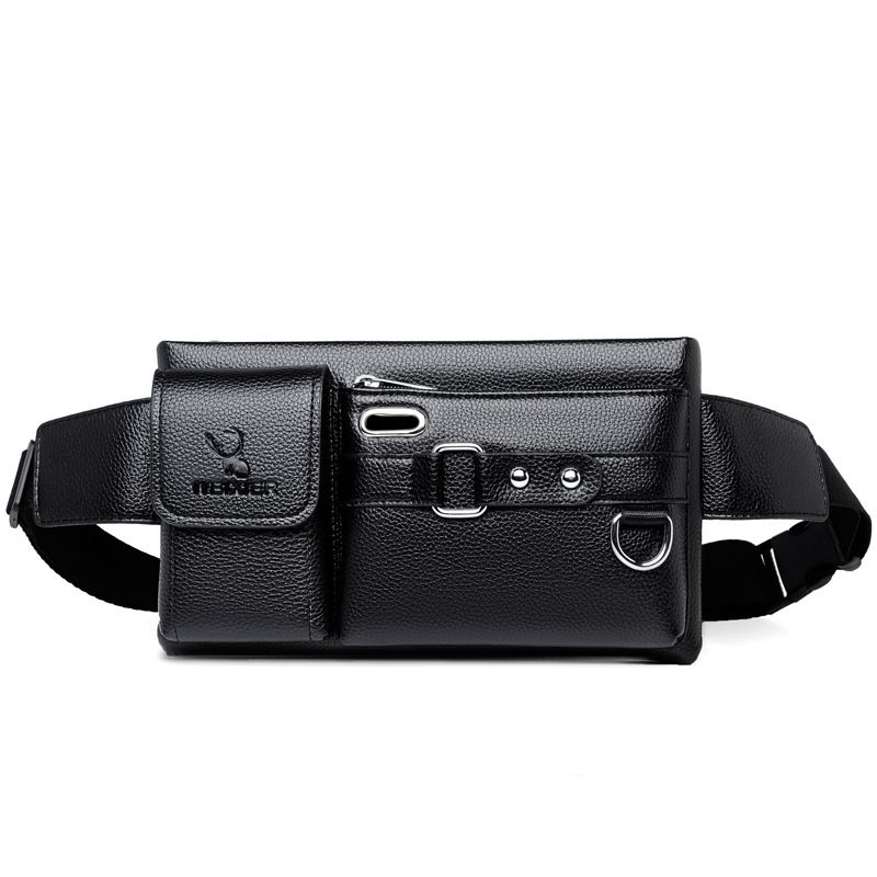 Skuldertaske Brystpakke Sportstaljepakke Multifunktionel udendørs mobiltelefontaske Pu Crossbody-taske Ridning Taljepakke Mand_voghion.com