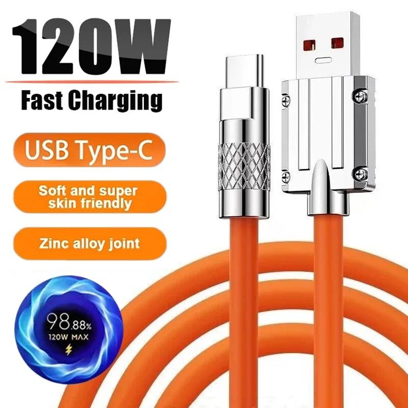 120W 6A Super Fast Charge Type C Liquid Silicone Kabel Quick Charge 2M USB Kabel Usb C Charge Kabel Fir Huawei Samsung Xiaomi_voghion.com