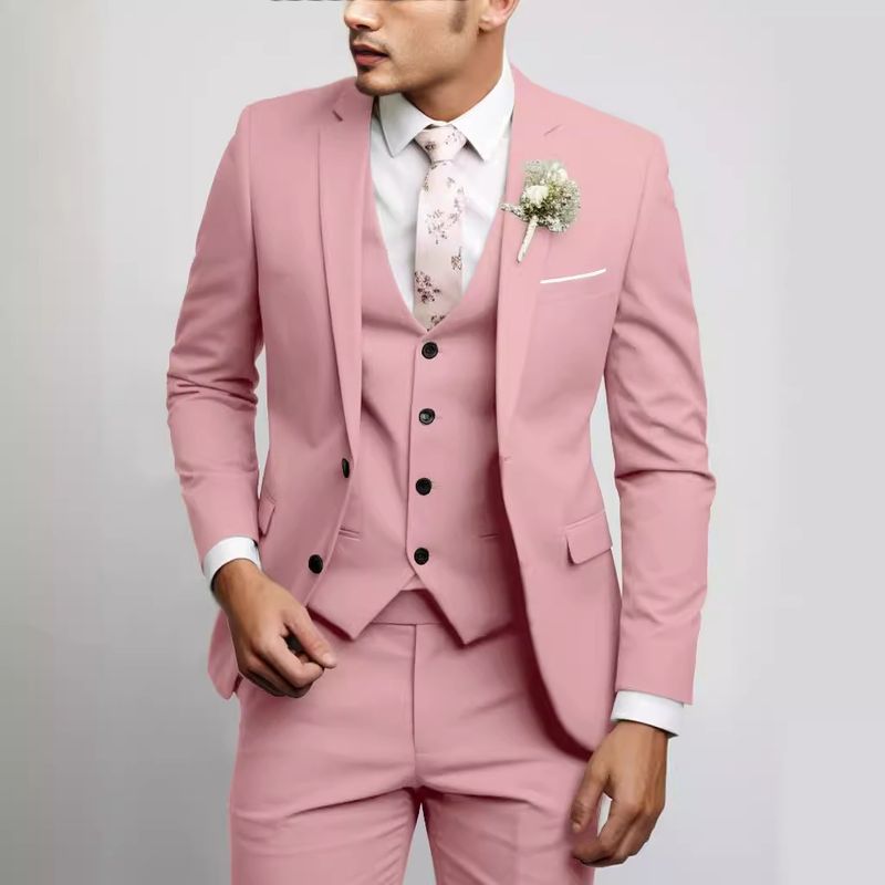 CT 2025 Fashion Men's New Slim Fit Two-Button Suit Three-Piece Set_voghion.com