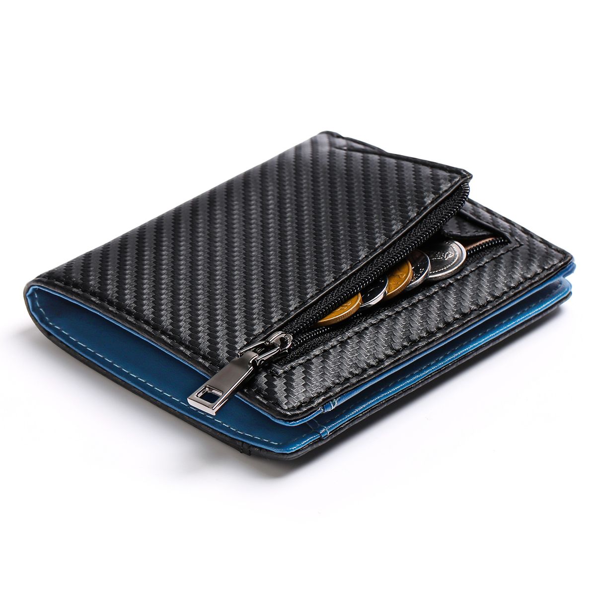 Men's Wallet Carbon Fiber Leather Wallet Men's High Quality Anti-theft Brush Wallet Cowhide Coin Purse_voghion.com