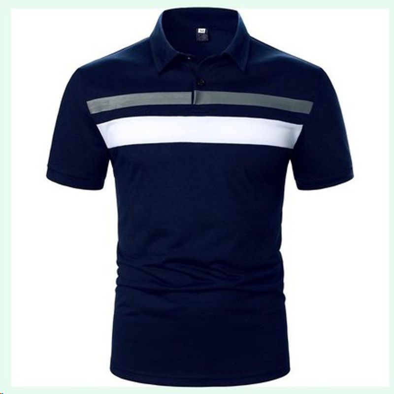 Men's New Lapel Short-sleeved Stitching Men's POLO Shirt T-shirt Casual Fashion Plus Size Trend_voghion.com