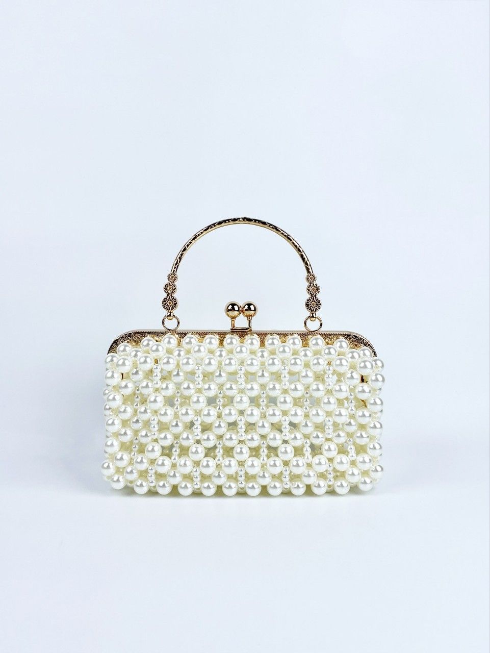 Fransız Tarzı İnci Moda Kore Versiyonu El Dokuma Peri Kızı Elde Taşınabilir Akşam Çantası_voghion.com