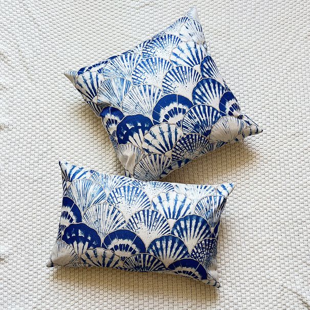 Funda de almohada con estampado de hojas de ginkgo de Phnom Penh azul retro, funda de cojín para sofá, decoración del hogar_voghion.com