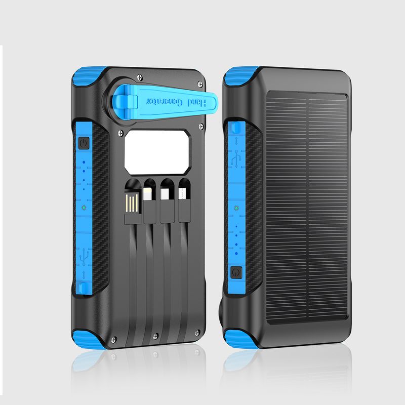 Power Bank 20000 MAh Solar Charger Hand Crank Power Mobile Power Large Capacity Outdoor Emergency LED Portable_voghion.com