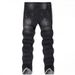 Slim Straight Stretch Jeans für Herren – Distressed Black & Grey Washed Denim Pants für die Freizeit_voghion.com