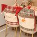 Festliches Weihnachtsstuhlhussen-Set – Gemütliches Schneemann- und Weihnachtsmann-Design mit Schneeflockenmuster (Rot/Weiß)_voghion.com