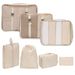 Conjunto de organizadores de viagem com 7 peças - Bolsas impermeáveis para armazenamento de cosméticos e roupas íntimas para bagagem, bolsas dobráveis para roupas e com gancho para pendurar_voghion.com