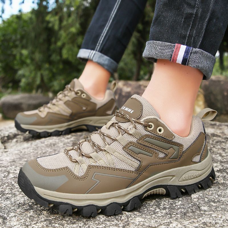 Big size waterproof hiking shoes Men's summer outdoor trail hiking shoes Quick walking shoes Lightweight rubber soles_voghion.com