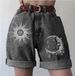 Short en jean à ourlet retroussé imprimé pour filles_voghion.com